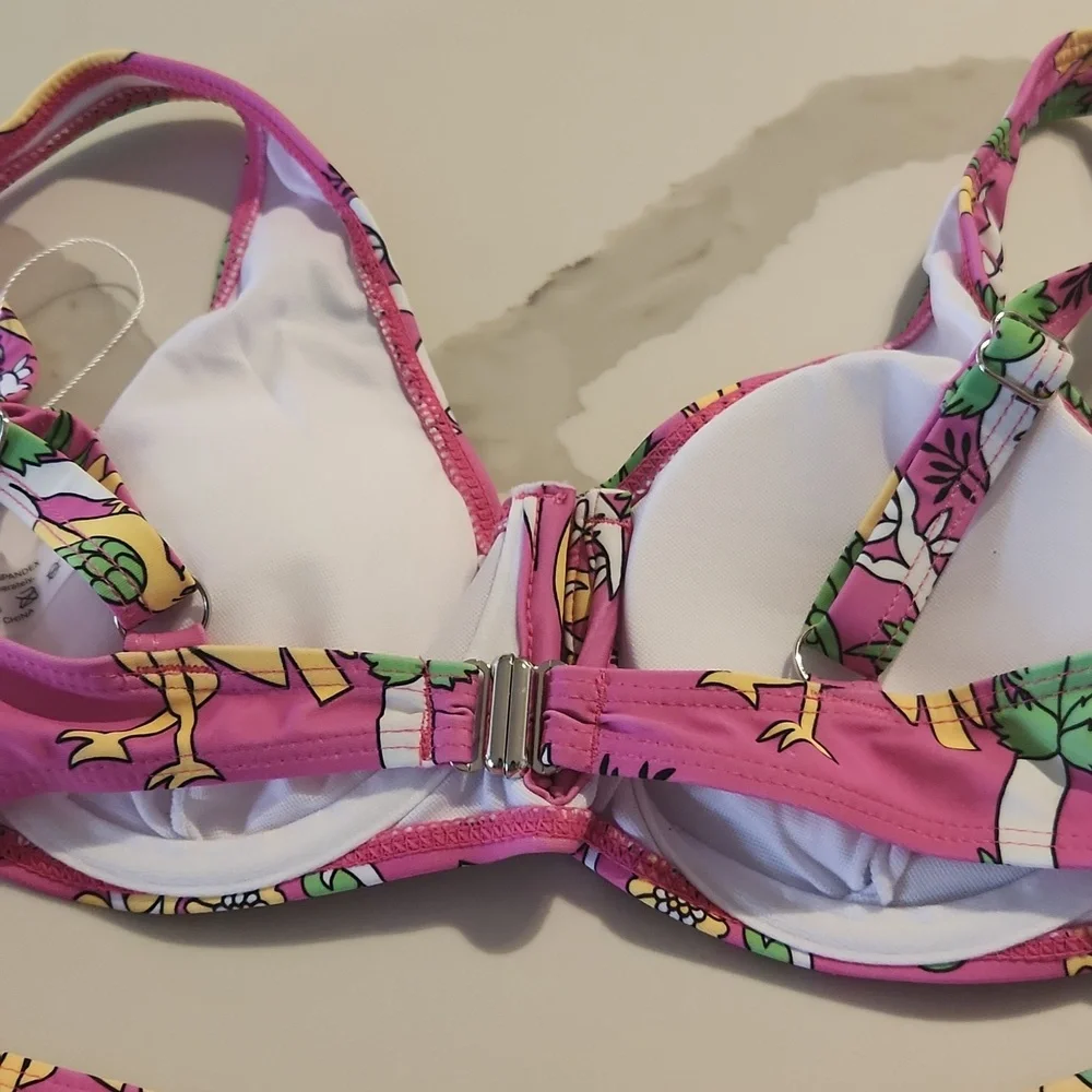 Floral Print Push-ups V-Shaped Steel Wire Bikini Set‎ sz S